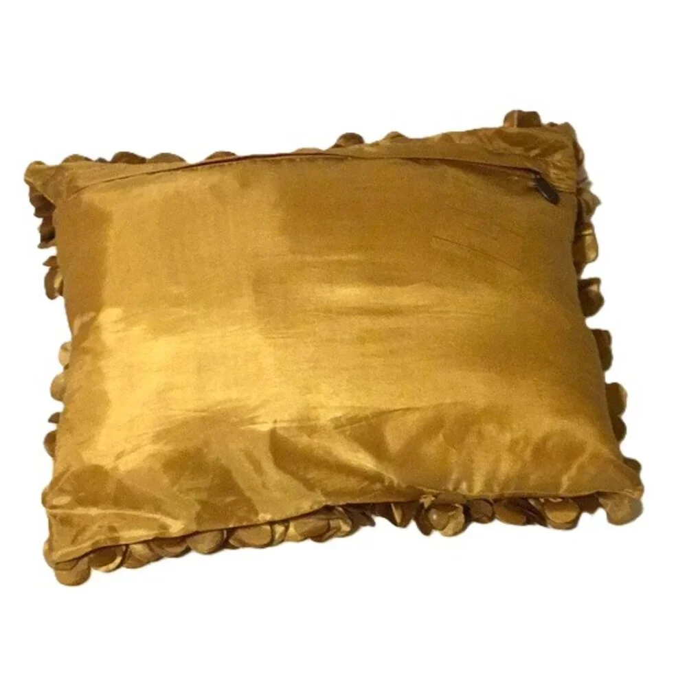 PIER 1 Round Gold Petals Luxe Accent Decorative Home Decor Pillow 12 x 16 inches